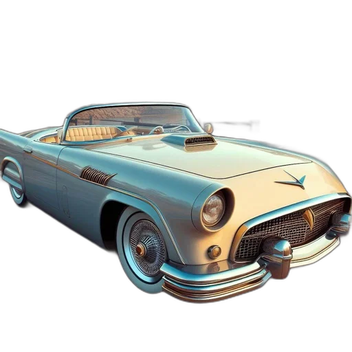 car, 3d render, photorealistic, concept art, vintage, convertible, parked, waterfront transparent PNG cut-out