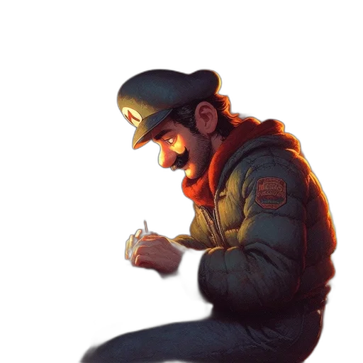 jacket, hat, face, staff, concept art, pixel art, watercolor, comic book art transparent PNG cut-out