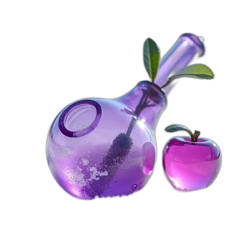 bottle, jewelry, 3d render, photorealistic, vaporwave, concept art, purple, glass transparent PNG cut-out