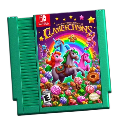 pixel art, concept art, 3d render, colorful, nintendo, switch, game, cartridge transparent PNG cut-out