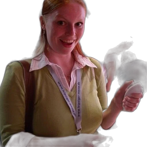 staff, mask, bottle, face, 3d render, photorealistic, woman, green transparent PNG cut-out