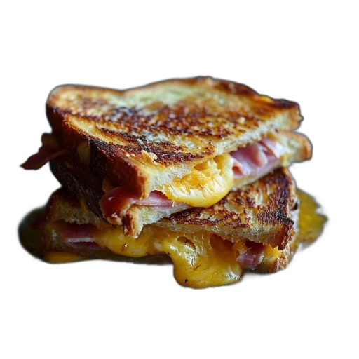 food, photorealistic, grilled, cheese, sandwich, toasted, lightly, sugared transparent PNG cut-out