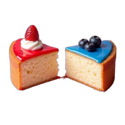 food, crown, hat, 3d render, colorful, two, slices, cake transparent PNG cut-out