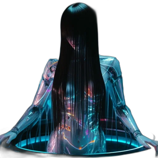 hair, dress, jacket, crown, cyberpunk, vaporwave, concept art, 3d render transparent PNG cut-out