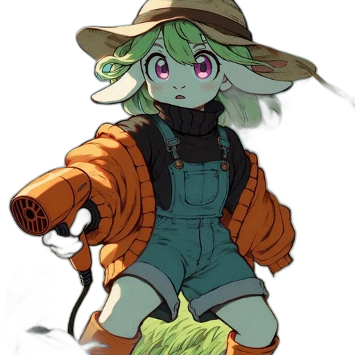jacket, staff, hat, creature, concept art, pixel art, watercolor, anime transparent PNG cut-out
