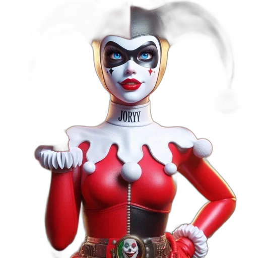 mask, comic book art, concept art, 3d render, harley, quinn, her, signature transparent PNG cut-out
