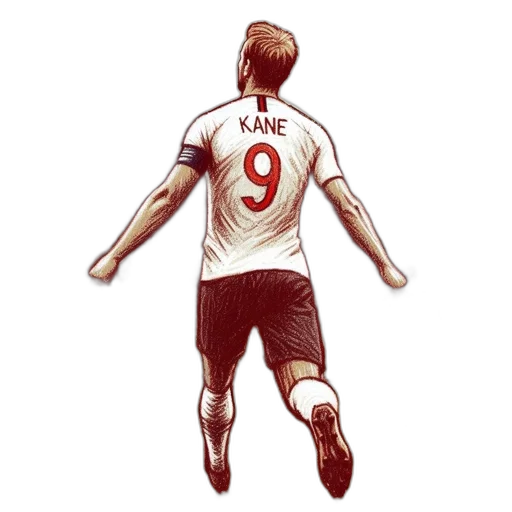 cartoon, watercolor, comic book art, pixel art, soccer, player, identified, kane transparent PNG cut-out
