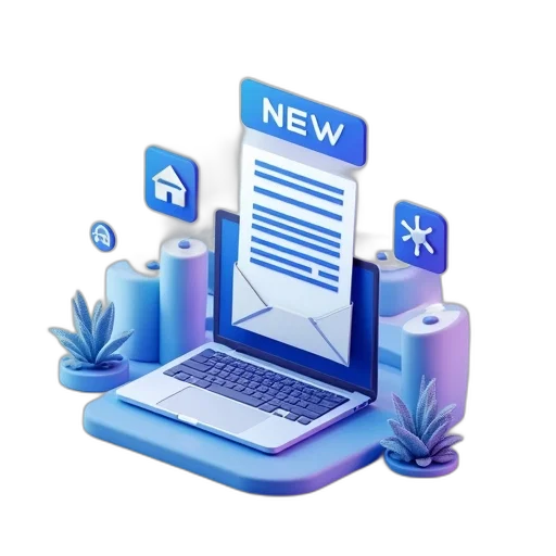 3d render, internet, email, newsletter, icons transparent PNG cut-out