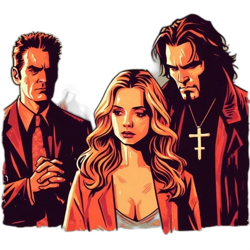 jacket, comic book art, concept art, pixel art, cartoon, fire, group, four transparent PNG cut-out