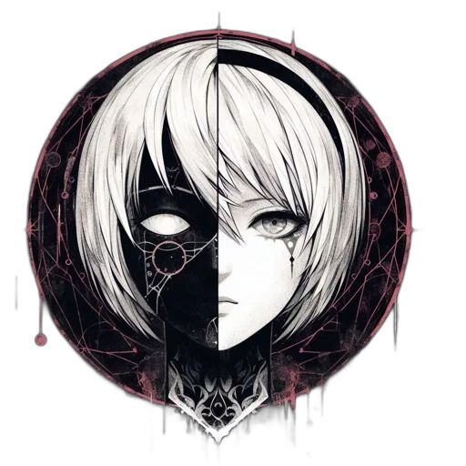 mask, face, weapon, robot, pixel art, concept art, anime, fantasy art transparent PNG cut-out
