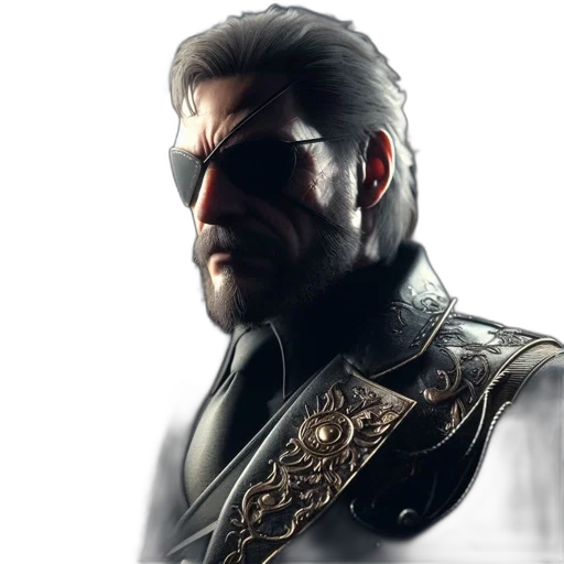 staff, face, jacket, sword, concept art, photorealistic, 3d render, fantasy art transparent PNG cut-out