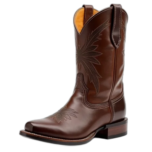 shoes, pair, brown, leather, cowboy, boots, smooth, finish transparent PNG cut-out