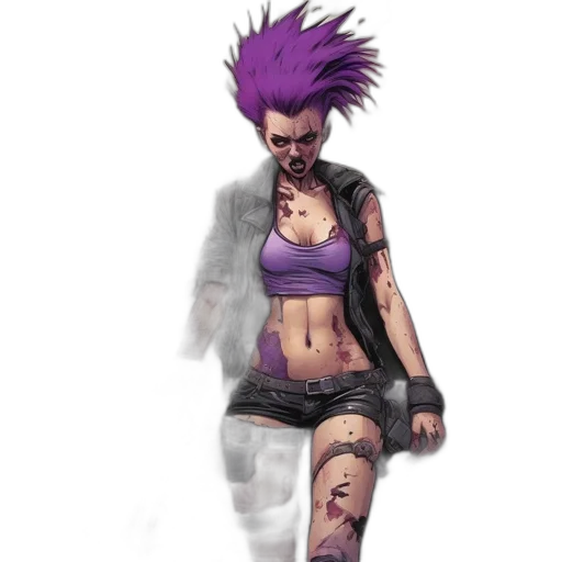 concept art, cyberpunk, comic book art, fantasy art, dark, vigilant, woman, vivid transparent PNG cut-out