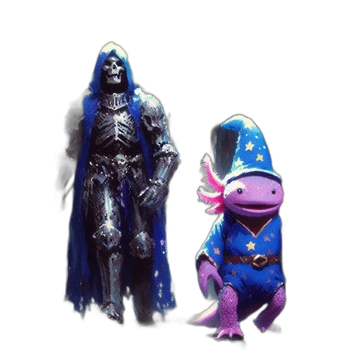 creature, concept art, fantasy art, 3d render, pixel art, outer space, blue, skeletal transparent PNG cut-out
