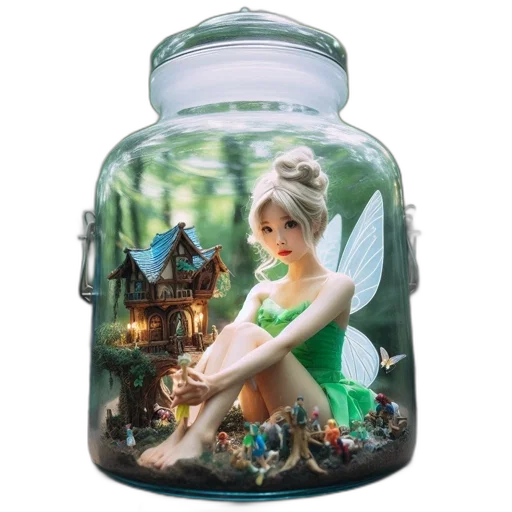 bottle, dress, jewelry, fantasy art, concept art, photorealistic, 3d render, underwater transparent PNG cut-out