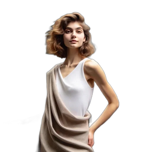 dress, jewelry, hair, photorealistic, concept art, earth tones, young, woman transparent PNG cut-out