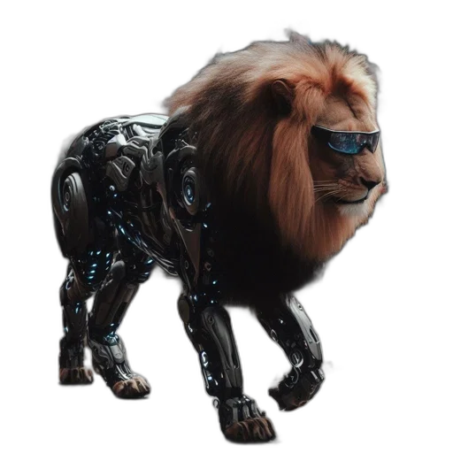 animal, creature, robot, hair, 3d render, concept art, cyberpunk, photorealistic transparent PNG cut-out