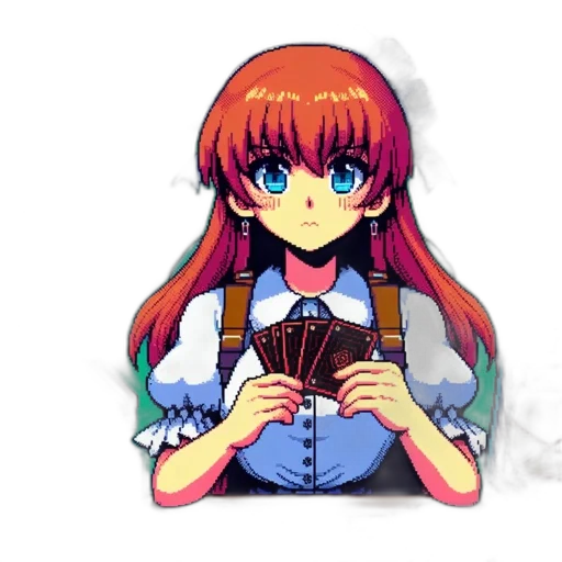 dress, staff, jacket, pixel art, anime, vaporwave, cartoon, fire transparent PNG cut-out