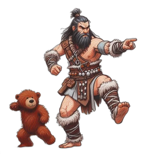 concept art, fantasy art, pixel art, 3d render, illustrated, portrait, barbarian-styled, character transparent PNG cut-out