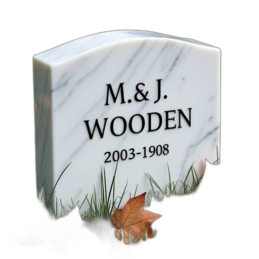 photorealistic, 3d render, white, marble, headstone, name, wooden, dates transparent PNG cut-out