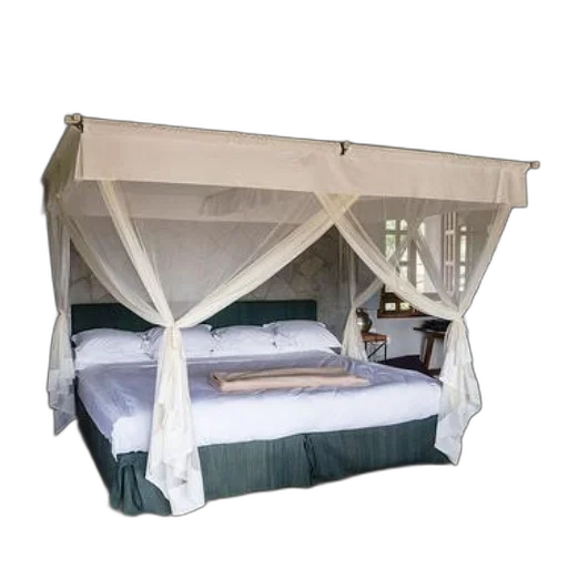 furniture, umbrella, 3d render, cozy, bedroom, canopy, bed, white transparent PNG cut-out