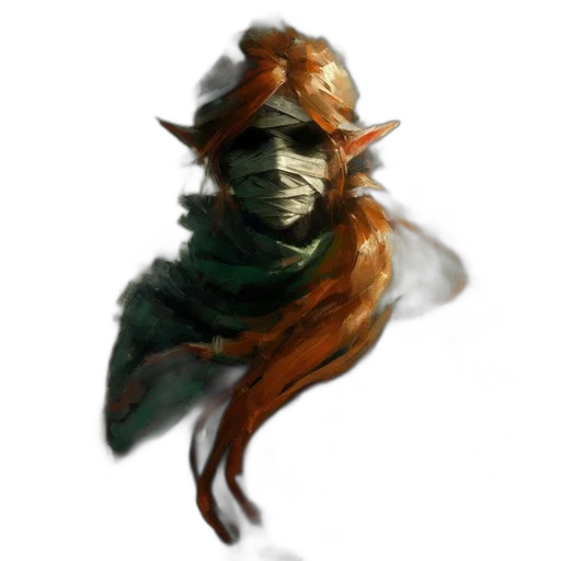 mask, face, staff, creature, concept art, fantasy art, watercolor, photorealistic transparent PNG cut-out