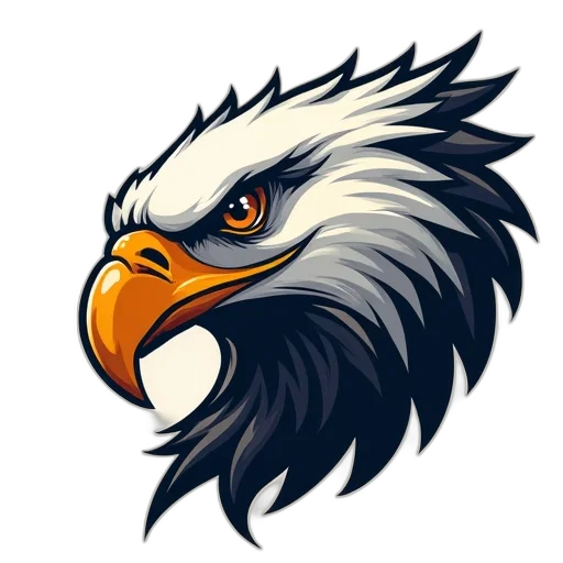 photorealistic, concept art, cartoon, pixel art, illustration, eagle, head, mascot transparent PNG cut-out
