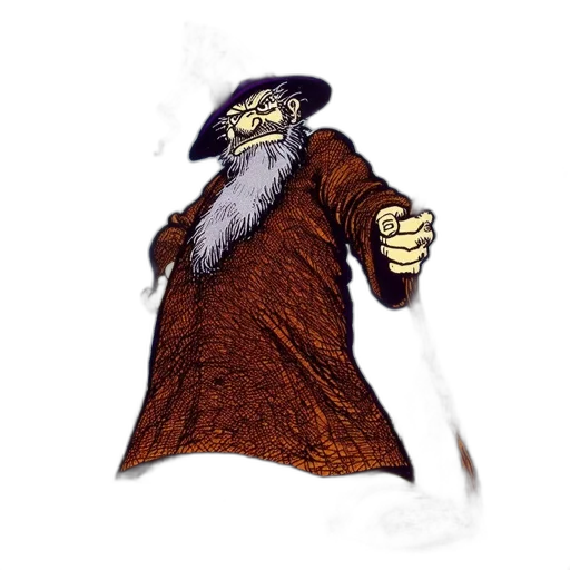 staff, jacket, hat, concept art, pixel art, fantasy art, cartoon, elderly transparent PNG cut-out