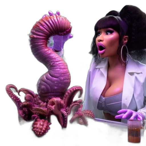 creature, concept art, 3d render, fantasy art, lab, surprised, woman, donning transparent PNG cut-out