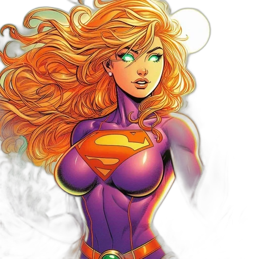 comic book art, concept art, fantasy art, cartoon, female, superhero, orange, hair transparent PNG cut-out