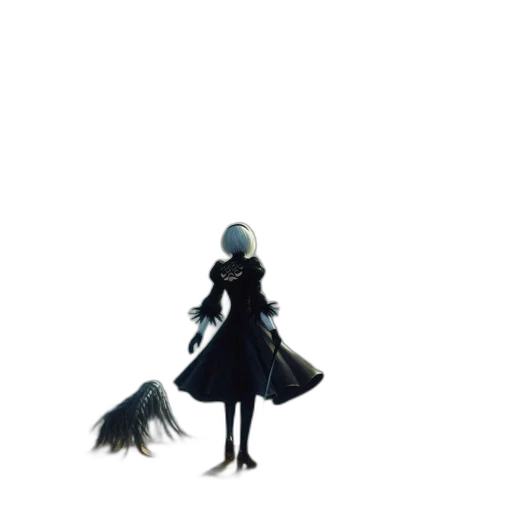 dress, staff, creature, mask, concept art, pixel art, 3d render, anime transparent PNG cut-out