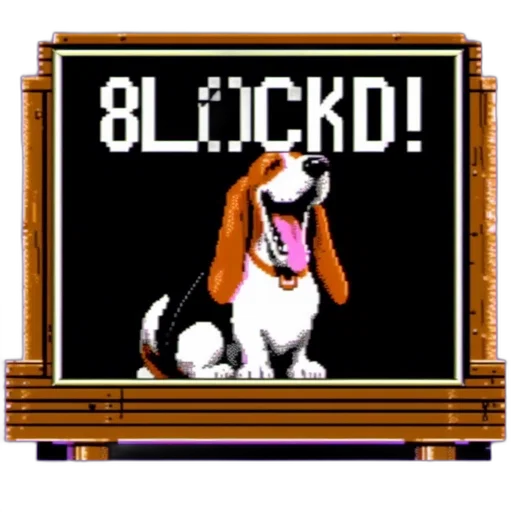 animal, pixel art, pixelated, representation, basset, hound, looks, upward transparent PNG cut-out