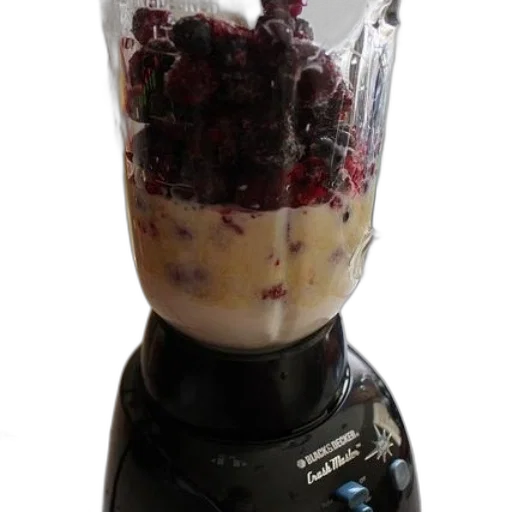 food, crown, bottle, blender, blackberries, beige, liquid, inside transparent PNG cut-out