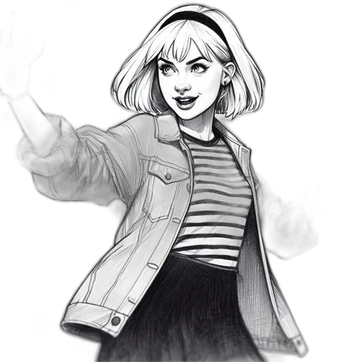 jacket, face, comic book art, concept art, cartoon, pencil sketch, neon lights, fire transparent PNG cut-out