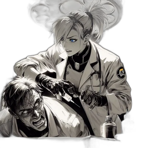 staff, weapon, jacket, concept art, cyberpunk, comic book art, anime, fire transparent PNG cut-out