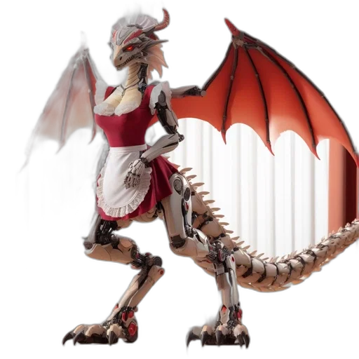 dragon, creature, robot, concept art, 3d render, fantasy art, red, hybrid transparent PNG cut-out
