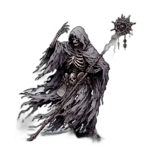 staff, creature, mask, weapon, concept art, fantasy art, comic book art, pixel art transparent PNG cut-out