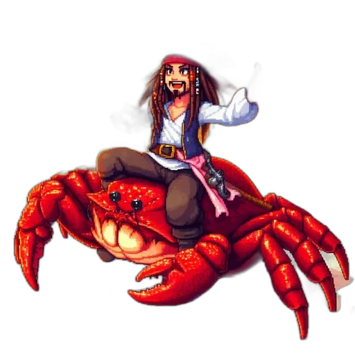 creature, pixel art, concept art, fantasy art, comic book art, animated, pirate, figure transparent PNG cut-out