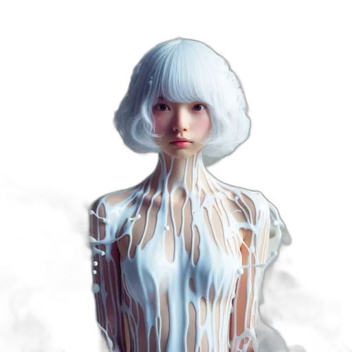 dress, hair, robot, face, 3d render, concept art, fantasy art, photorealistic transparent PNG cut-out