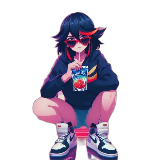 jacket, face, mask, weapon, pixel art, vaporwave, anime, concept art transparent PNG cut-out