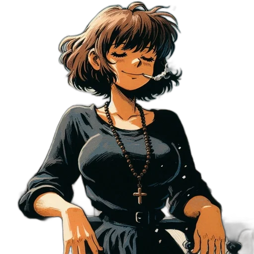 dress, jacket, staff, jewelry, comic book art, concept art, anime, cartoon transparent PNG cut-out