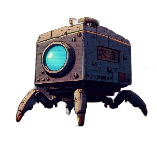 robot, weapon, creature, mask, concept art, 3d render, cyberpunk, pixel art transparent PNG cut-out
