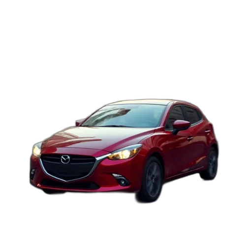 car, 3d render, photorealistic, 2019, mazda, mia, hatch, driving transparent PNG cut-out