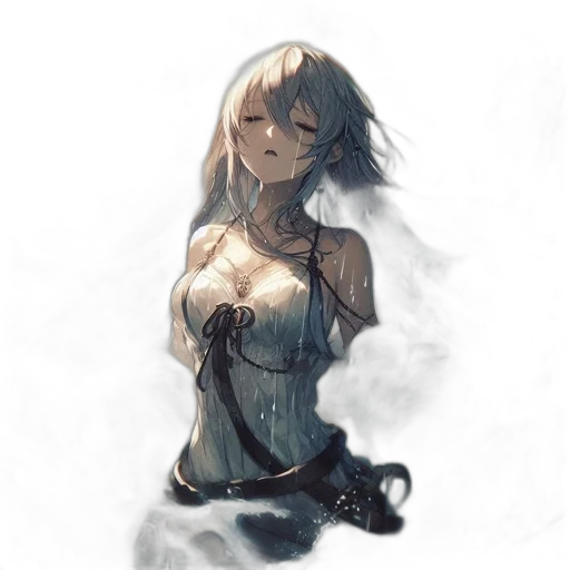 dress, robot, mask, weapon, concept art, pixel art, fantasy art, watercolor transparent PNG cut-out