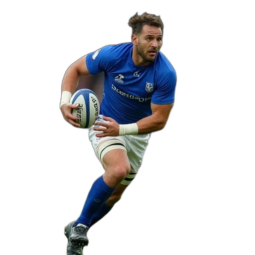 professional, rugby, player, blues, running, ball, during, international transparent PNG cut-out