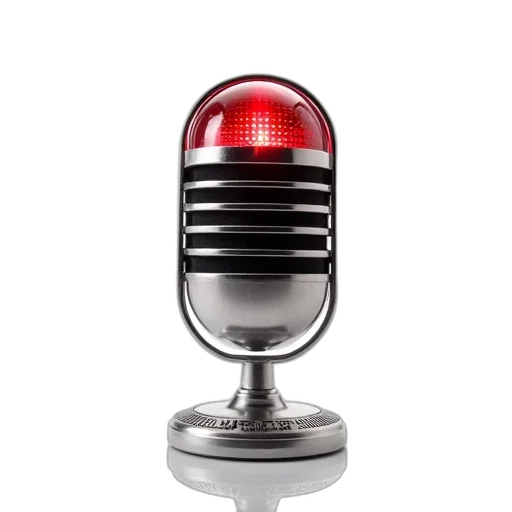 robot, staff, close-up, vintage, radio, microphone, red, light transparent PNG cut-out