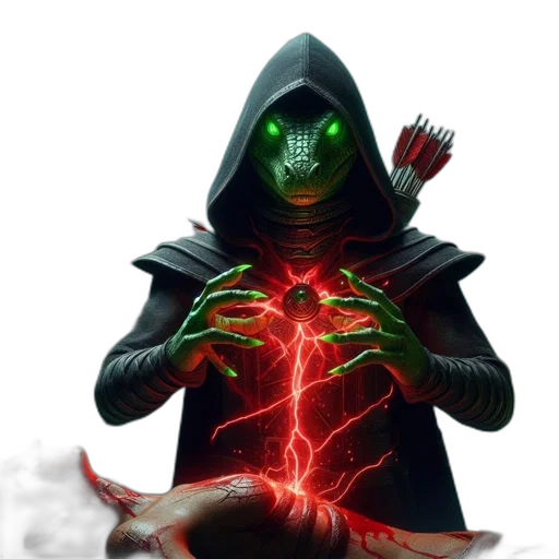mask, staff, jacket, dragon, concept art, fantasy art, cyberpunk, comic book art transparent PNG cut-out