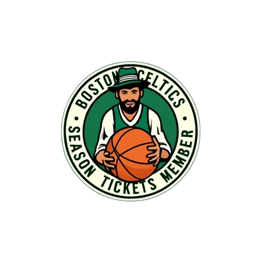 stylized, logo, featuring, character, holding, basketball, words, boston transparent PNG cut-out