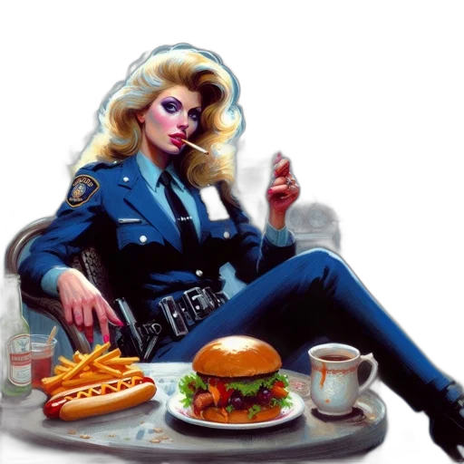 food, jacket, robot, concept art, comic book art, vaporwave, cyberpunk, neon lights transparent PNG cut-out