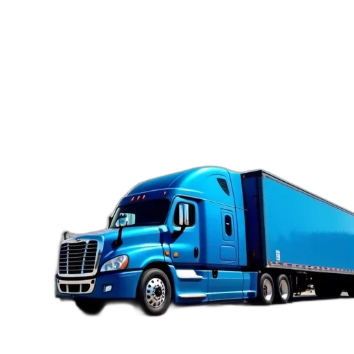 car, photorealistic, concept art, 3d render, blue, semi-truck, parked, front transparent PNG cut-out